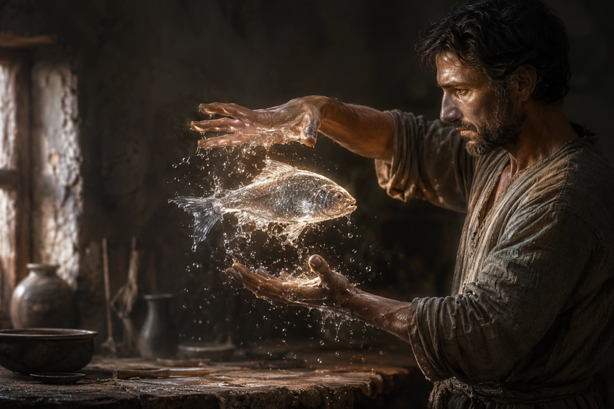 Imagen simbólica del artículo «El milagro de los peces», en la categoría Logos.