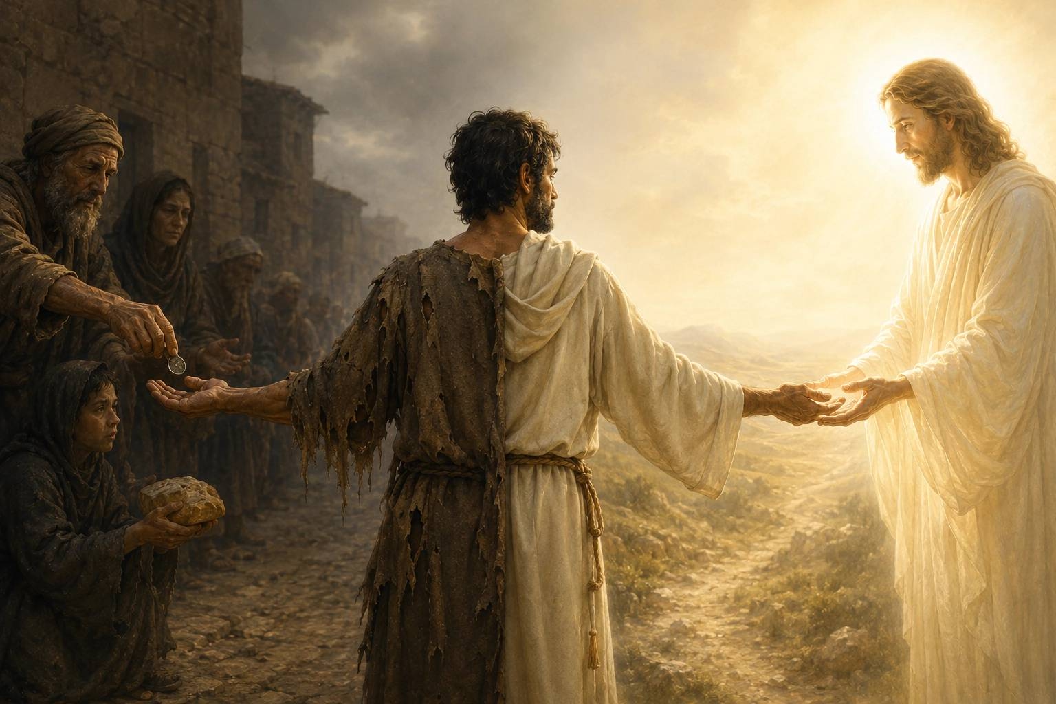 Imagen simbólica del artículo «Dios pordiosero», en la categoría Dios y hombre.